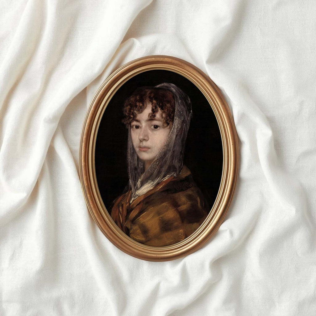 Vintage Maiden Portrait Wall Art Printable (Classical Woman) — Dark Academia Neutral
