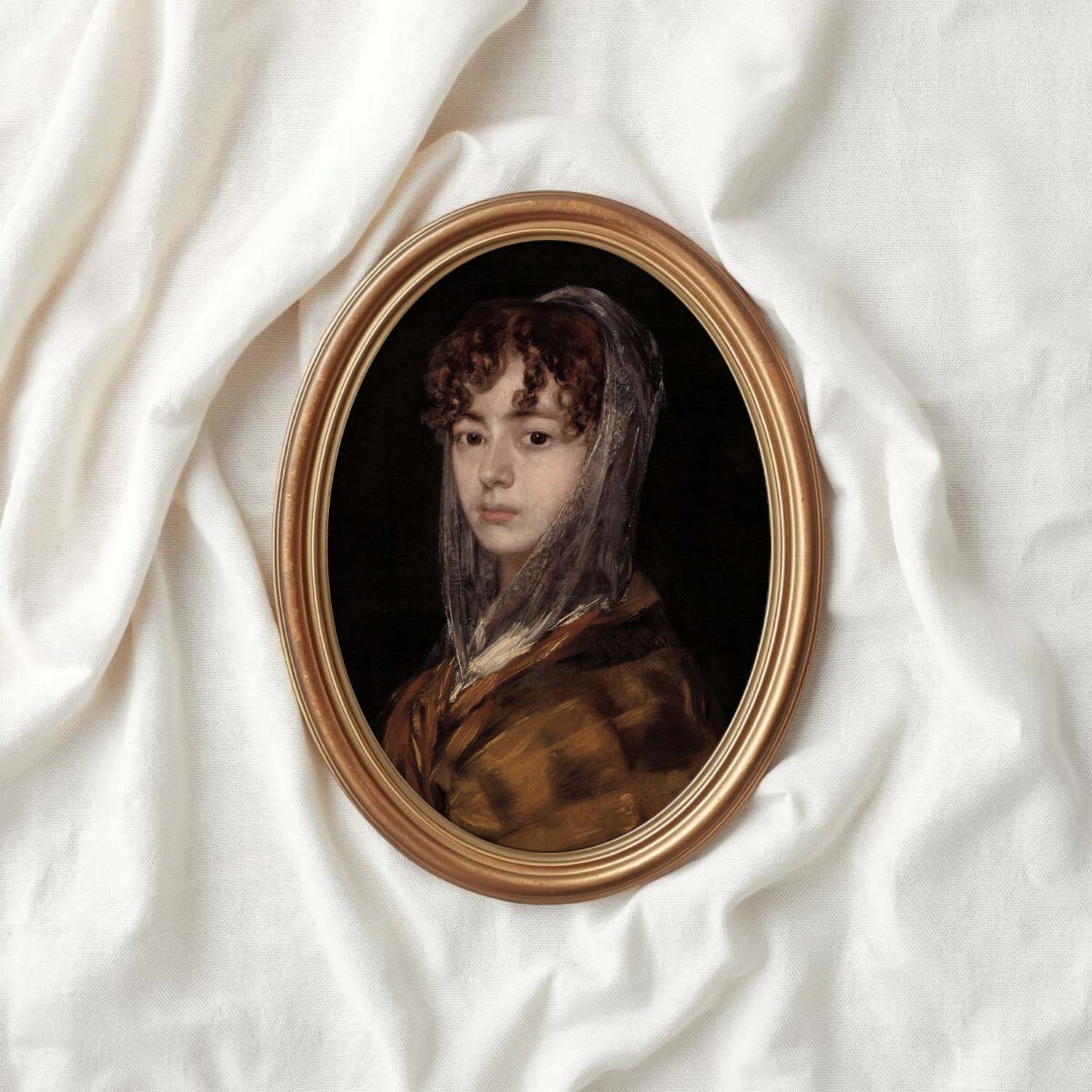 Vintage Maiden Portrait Wall Art Printable (Classical Woman) — Dark Academia Neutral