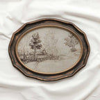 Antique Riverside Tree Etching Wall Art Printable – Vintage Landscape Sketch Print