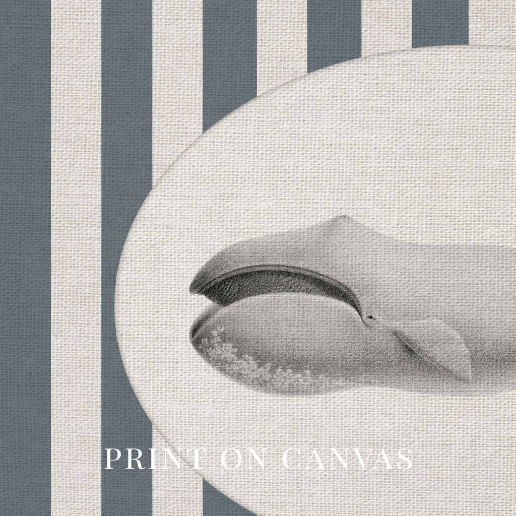 Whale Nursery Wall Art Printable (Digital Download) — Navy Striped Storybook Ocean Decor