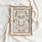 Victorian Floral Wall Art Printable – Antique Botanical Tapestry Print (Neutral Beige)