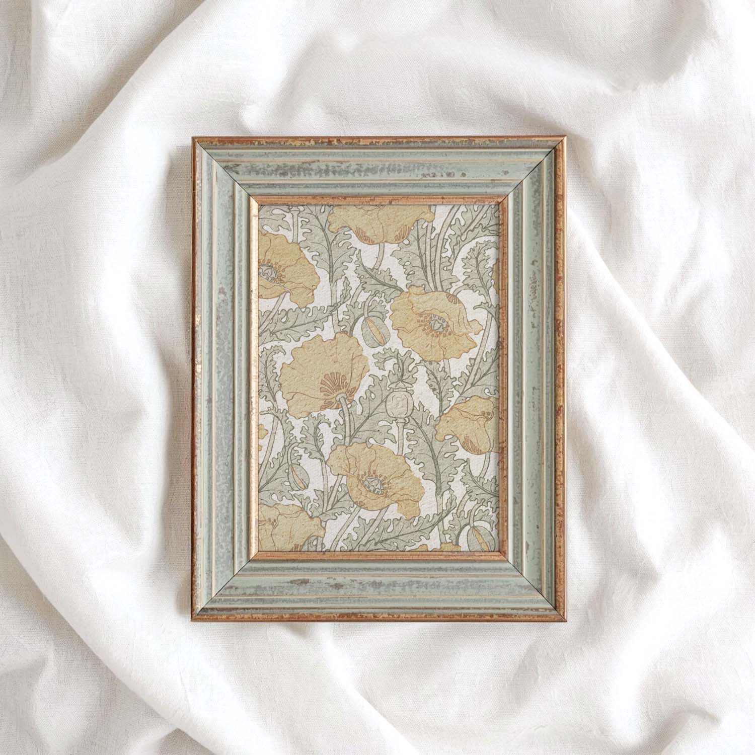 Yellow Floral Wall Art Printable – Vintage Cottagecore Botanical Spring Print (Digital Download)