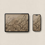 Antique Autumn Wildflower Wallpaper Bundle – Mid Century Neutral Beige Botanical Aesthetic for iPhone iPad Desktop