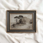 Dark Academia Autumn Landscape Wall Art Printable | Antique Watercolor Neutral Beige Tree Print