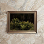 Dark academia fern painting vintage botanical wall art with dramatic woodland atmosphere and antique-inspired styling.