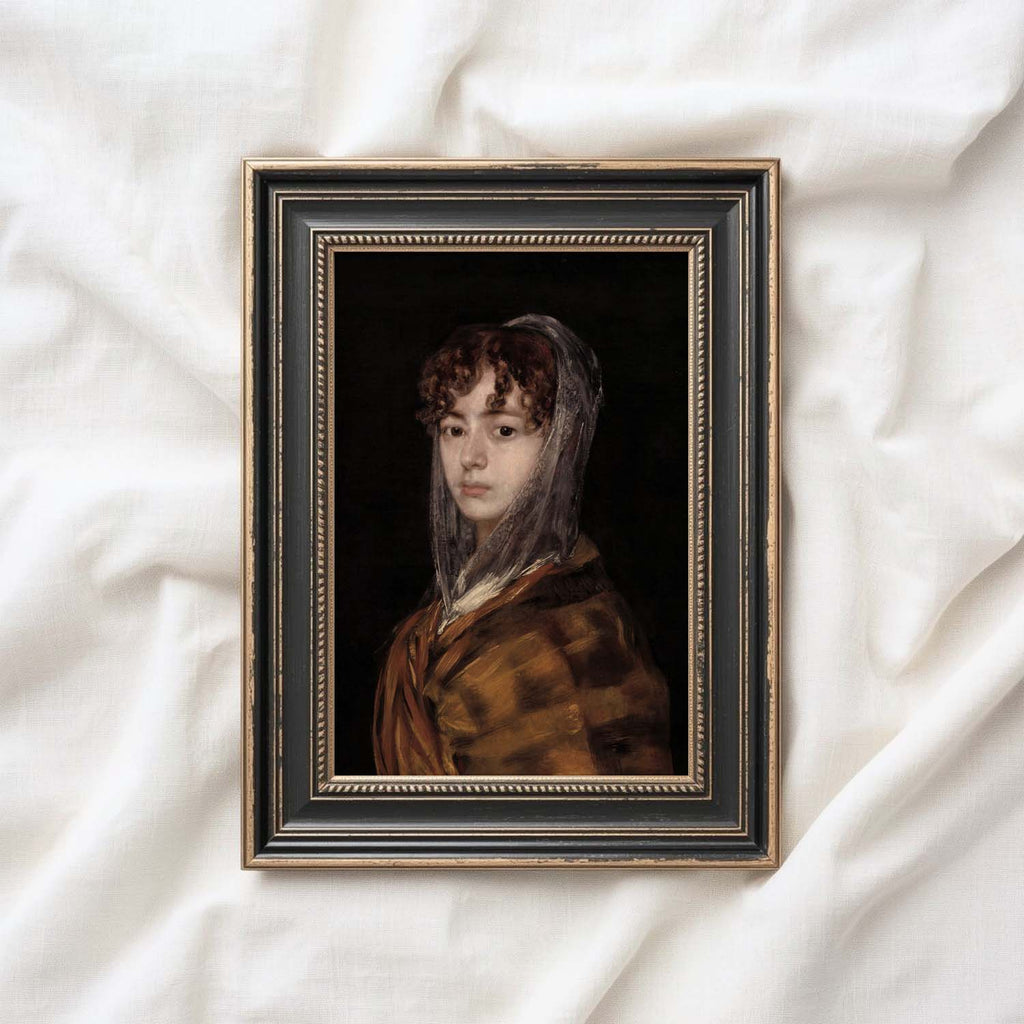Vintage Maiden Portrait Wall Art Printable (Classical Woman) — Dark Academia Neutral