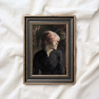 Vintage Woman Portrait Wall Art Printable – Moody Pink Hair Aesthetic Print