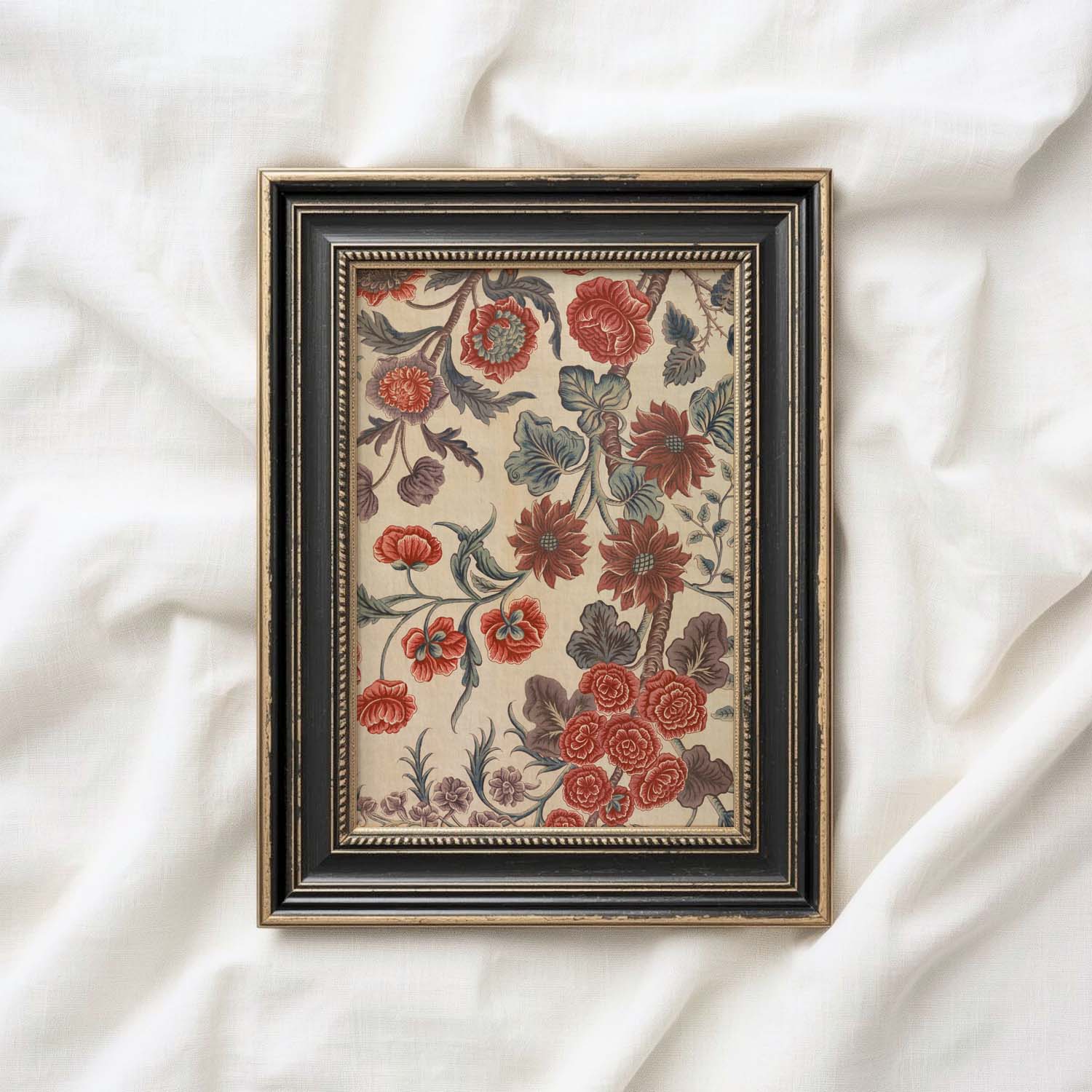 Vintage Red Herbarium Floral Printable Wall Art (Digital Download)