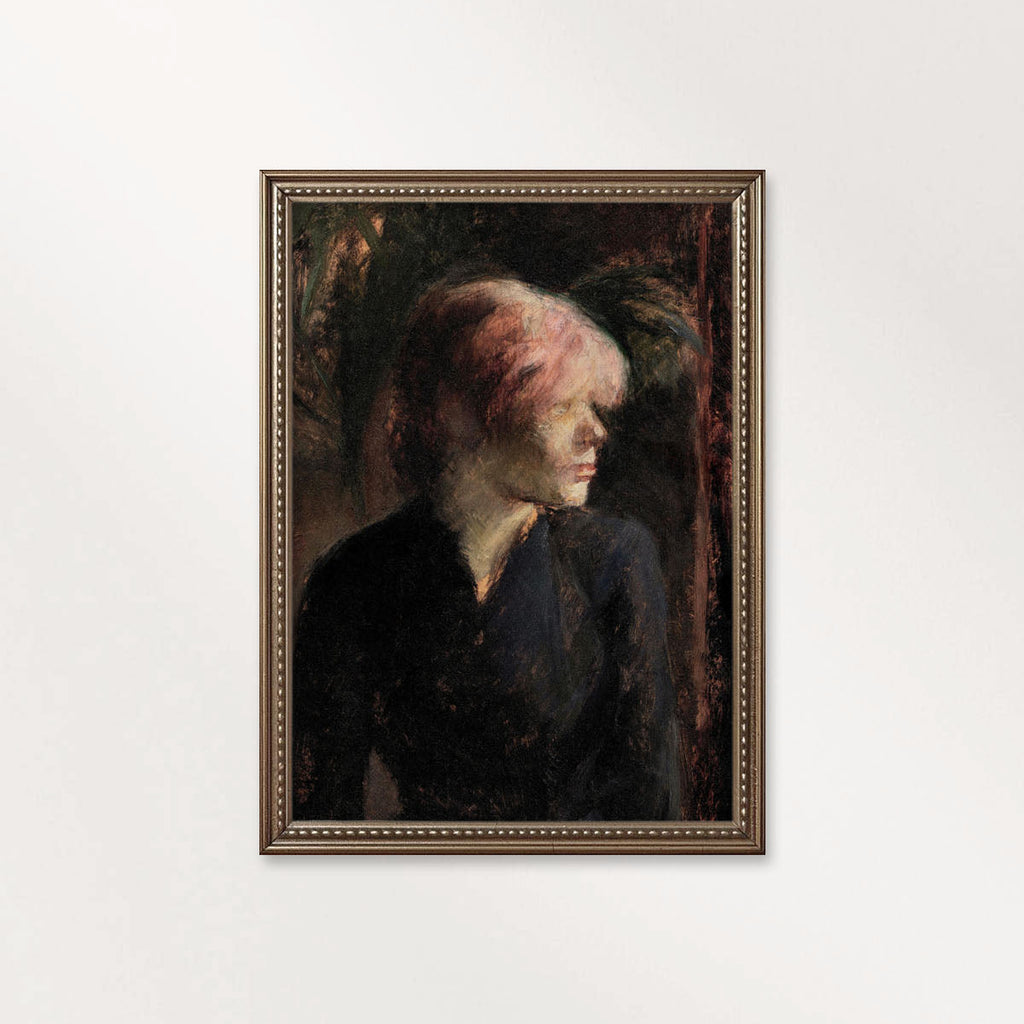 Vintage Woman Portrait Wall Art Printable – Moody Pink Hair Aesthetic Print