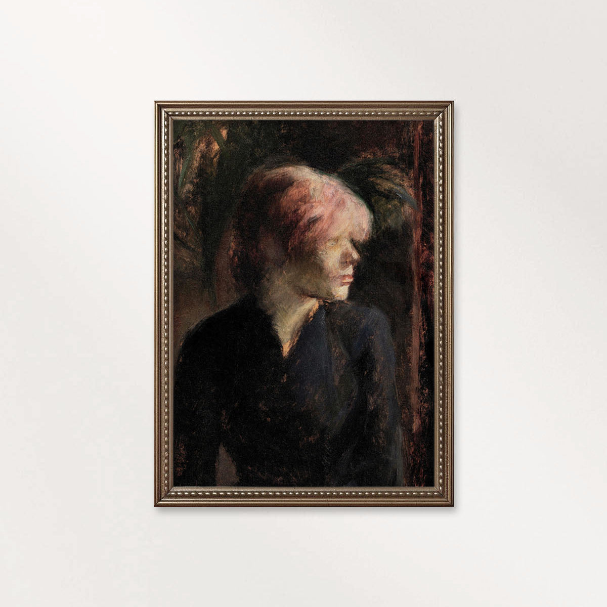 Vintage Woman Portrait Wall Art Printable – Moody Pink Hair Aesthetic Print