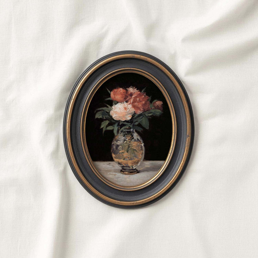 Rose Oil Painting Wall Art Printable (Digital Download) — Vintage Red & Pink Roses Glass Vase