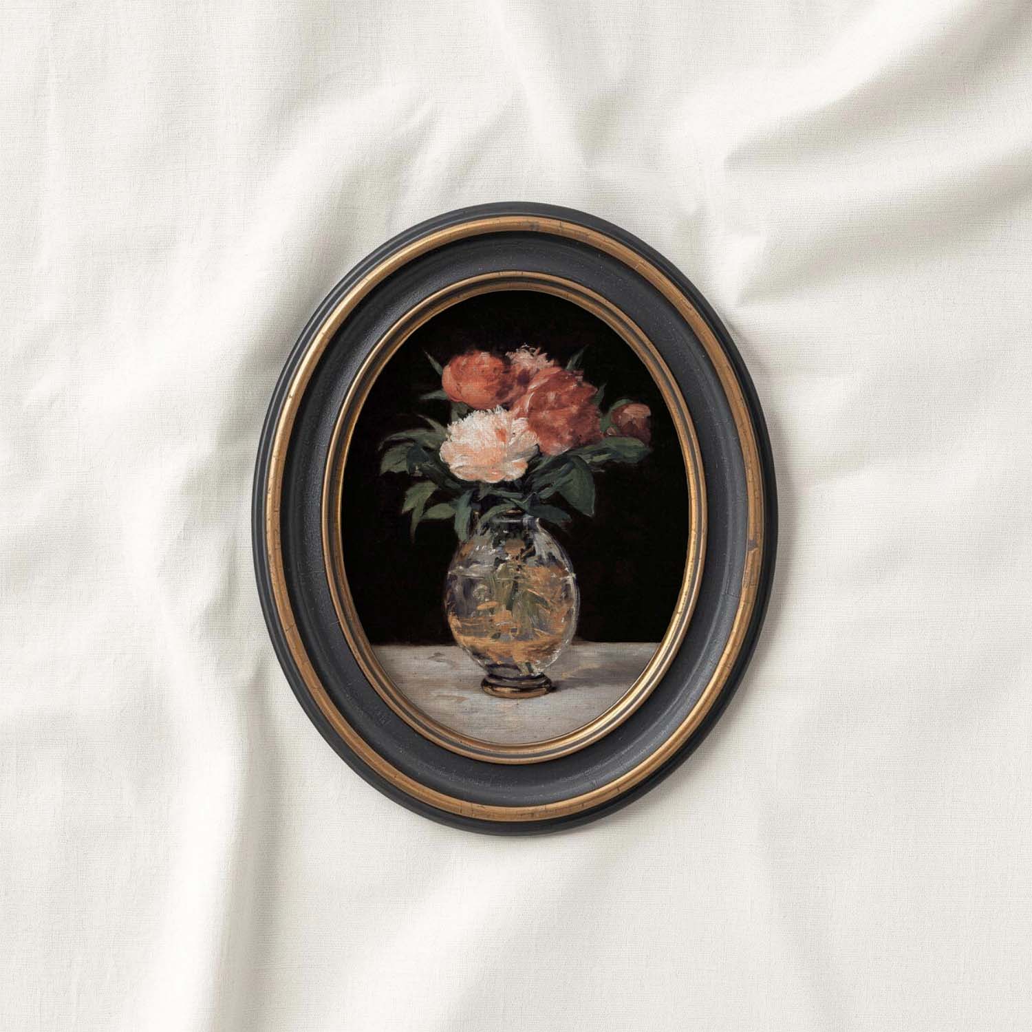 Rose Oil Painting Wall Art Printable (Digital Download) — Vintage Red & Pink Roses Glass Vase