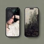 Dark feminine aesthetic iPhone wallpapers featuring vintage portrait and floral artwork