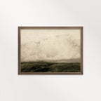 Minimal Moody Dark Green Landscape Printable Wall Art | Vintage Autumn Print