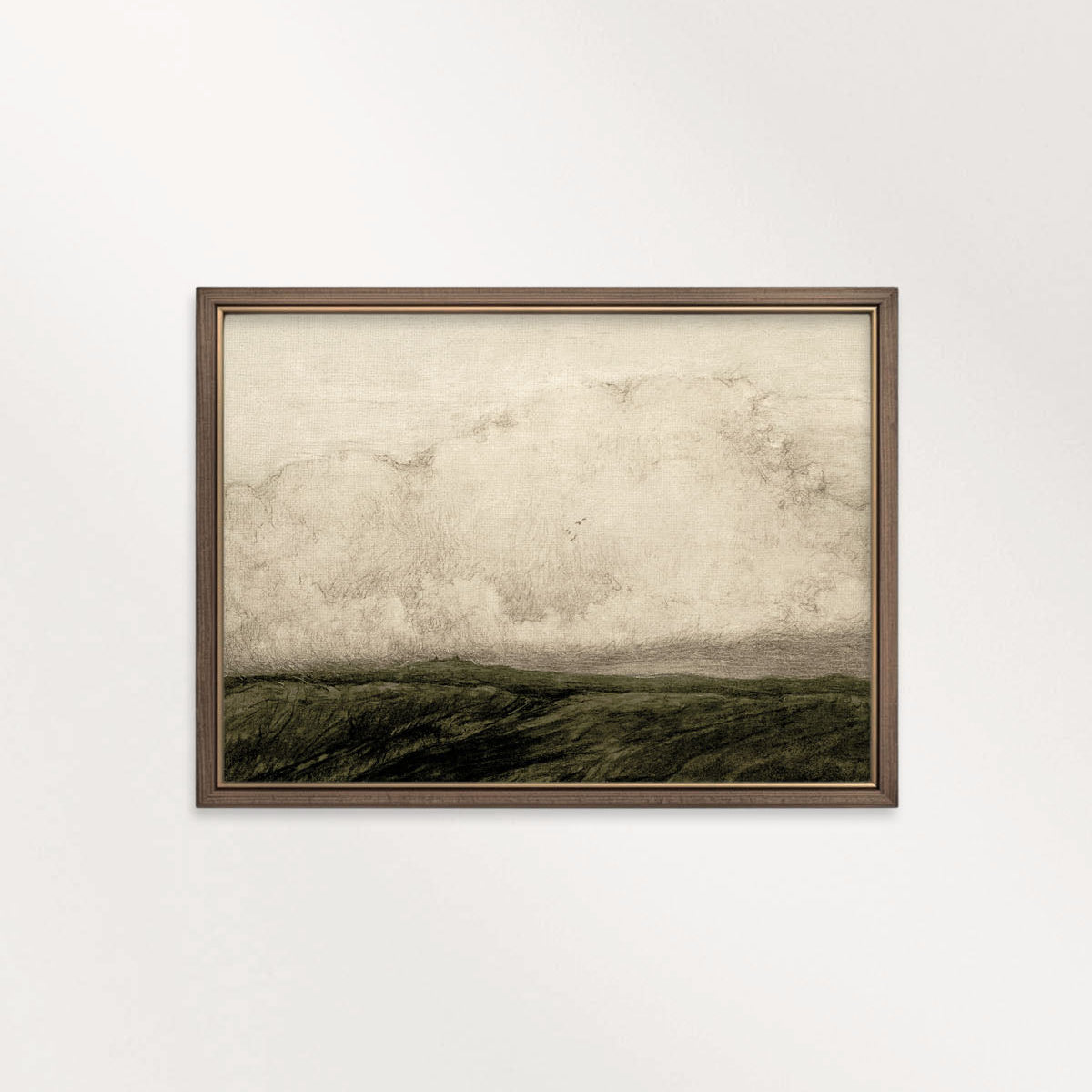 Minimal Moody Dark Green Landscape Printable Wall Art | Vintage Autumn Print