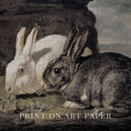 Baroque Rabbit Wall Art Print (Antique Dark Romantic Woodland Landscape)