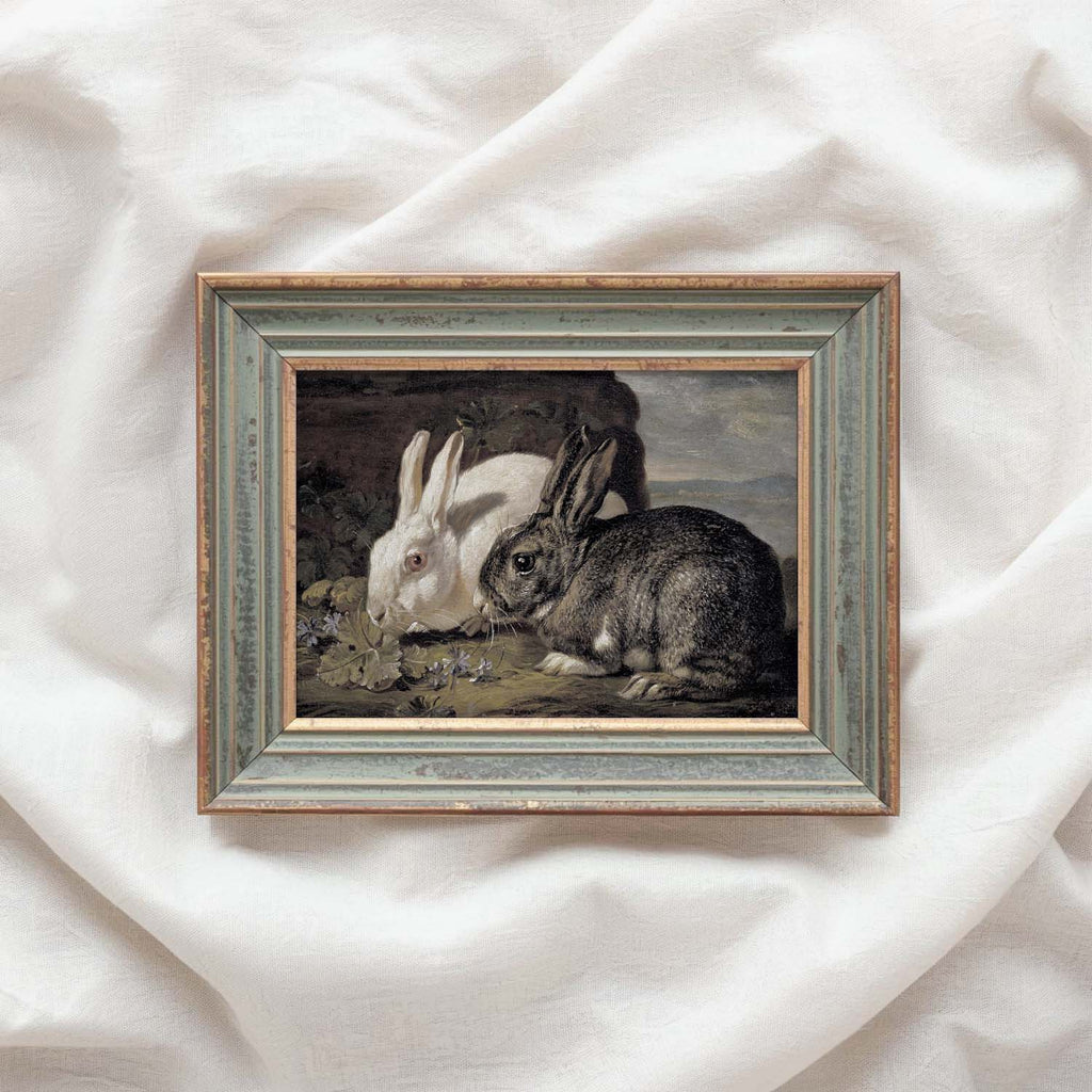 Baroque Rabbit Wall Art Print (Antique Dark Romantic Woodland Landscape)