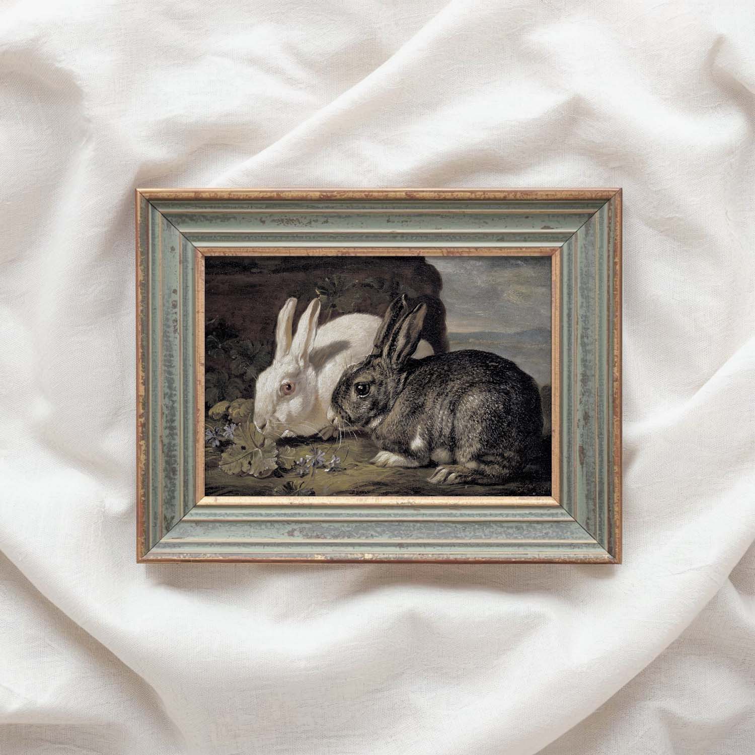 Baroque Rabbit Wall Art Print (Antique Dark Romantic Woodland Landscape)