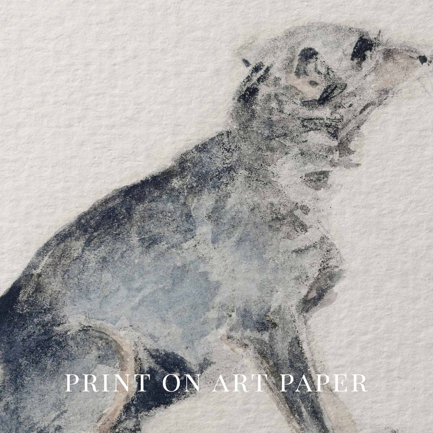 Vintage Watercolor Dog Wall Art Printable | Neutral Rustic Dog Illustration