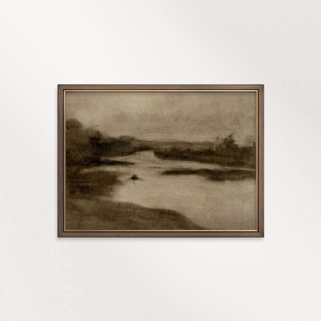 Neutral Minimal Landscape Wall Art Printable – Moody Brown Vintage Landscape Print