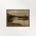 Neutral Minimal Landscape Wall Art Printable – Moody Brown Vintage Landscape Print