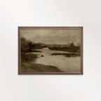 Neutral Minimal Landscape Wall Art Printable – Moody Brown Vintage Landscape Print