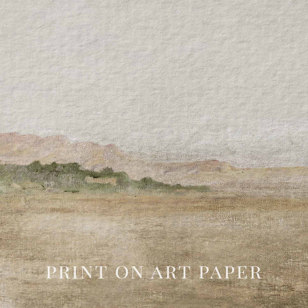 Muted Spanish Landscape Wall Art Printable — Minimal Antique Mediterranean Neutral Print