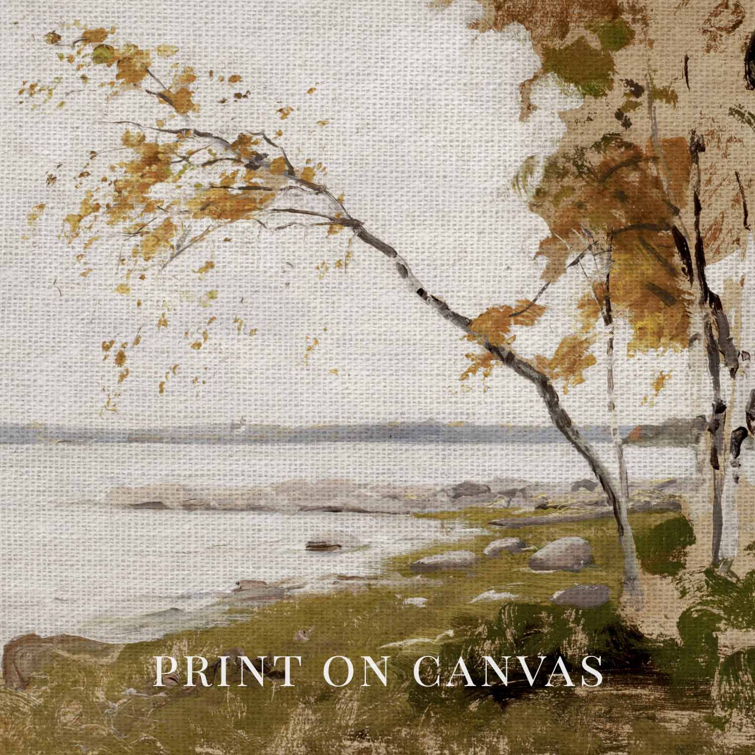 Muted Ochre Autumn Landscape Printable Wall Art | Soft Rustic Nature Decor