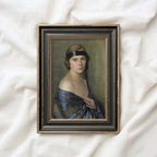 1920s Flapper Portrait Wall Art Printable | Blue Headband Vintage Oil Painting Woman (Digital Download)