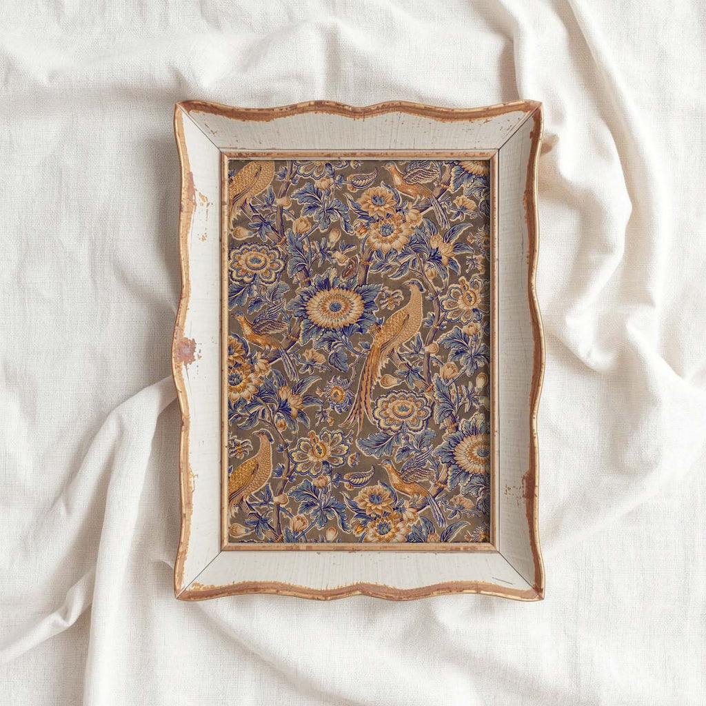Rust and Navy Botanical Bird Printable Wall Art (Digital Download)