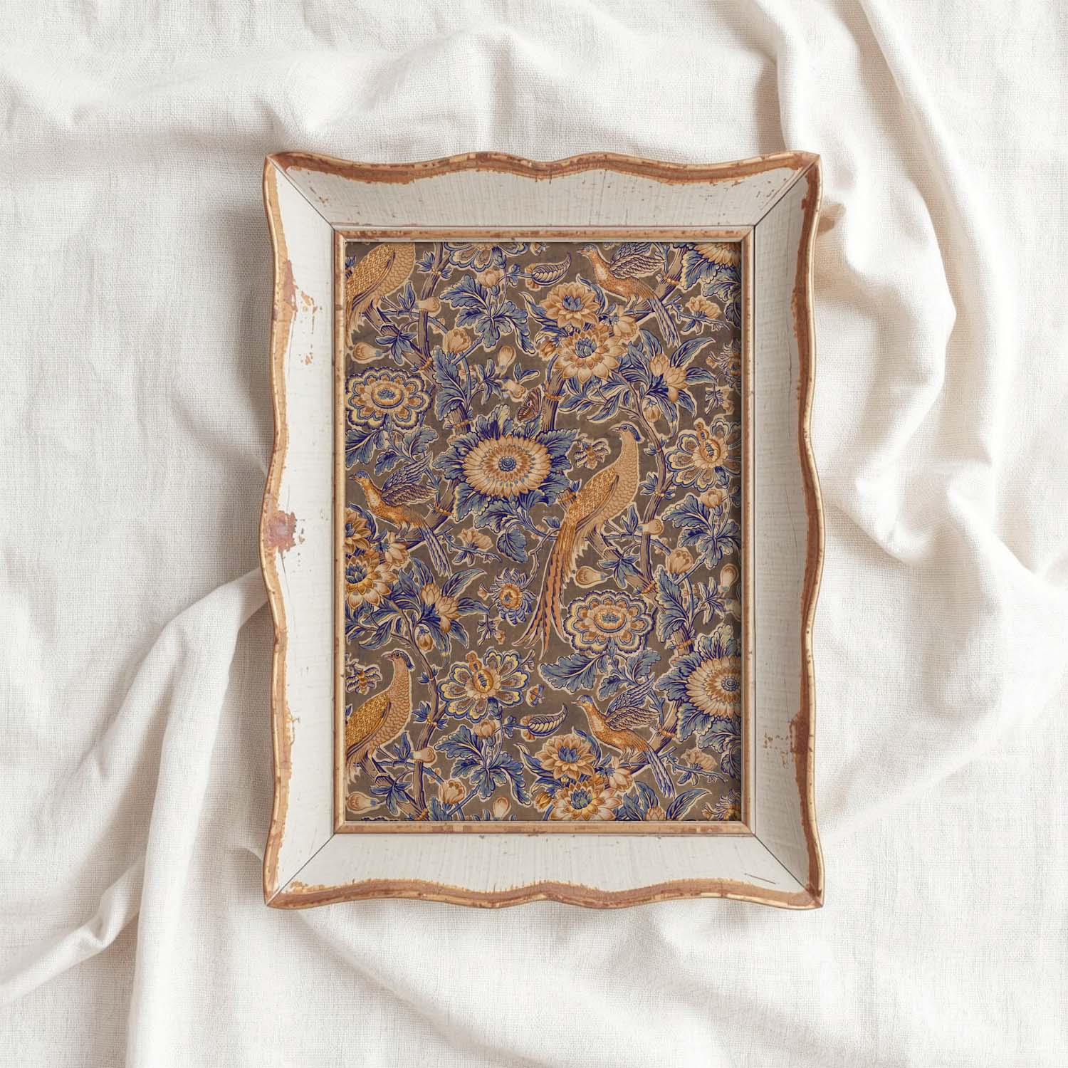 Rust and Navy Botanical Bird Printable Wall Art (Digital Download)