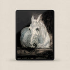 Vintage White Horse iPhone & iPad Wallpaper Set (Dark Academia) — Stable Portrait