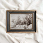 Muted Brown European Landscape Wall Art Printable – Neutral Woodland Forest Print