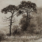Dark Academia Autumn Landscape Wall Art Printable | Antique Watercolor Neutral Beige Tree Print