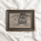 Two Cows Wall Art Printable | Vintage Pencil Sketch Farm Animal Print
