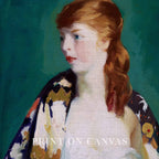 Parisian Vintage Portrait Wall Art Print – Emerald Green Fashion Oil Painting (Digital Download)