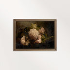 Antique Dark Floral Rose Oil Painting Wall Art Printable – Vintage Botanical Print (Dark Academia)