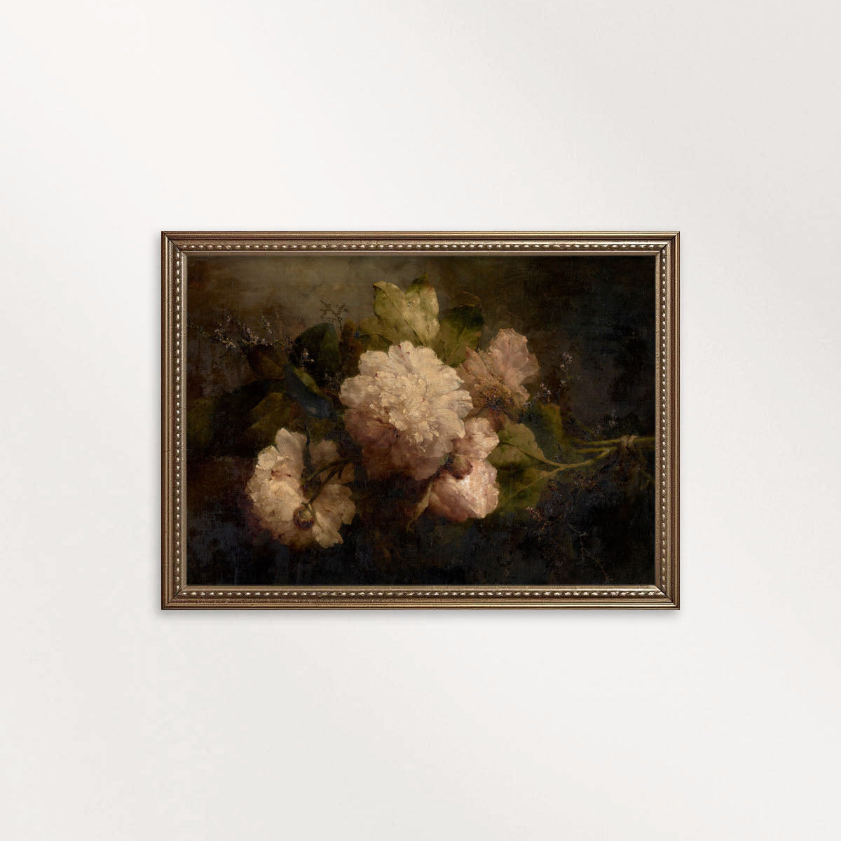 Antique Dark Floral Rose Oil Painting Wall Art Printable – Vintage Botanical Print (Dark Academia)
