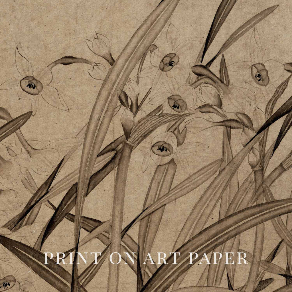 Antique Autumn Wildflower Wall Art Printable – Mid Century Neutral Beige Botanical Print