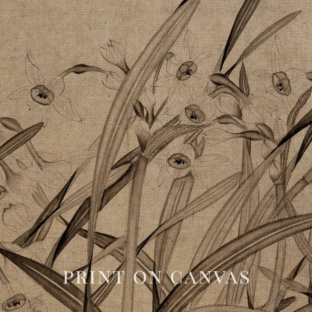 Antique Autumn Wildflower Wall Art Printable – Mid Century Neutral Beige Botanical Print