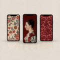Red vintage aesthetic phone wallpaper set of 3 for iPhone and Android with dark romantic antique style design