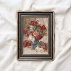 French Floral Still Life Wall Art Printable (Digital Download) — Muted Roses in Château Vase