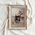 French Cottage Grey Rose Still Life Wall Art Printable (Digital Download) — Parisian Farmhouse Vertical Oil Painting