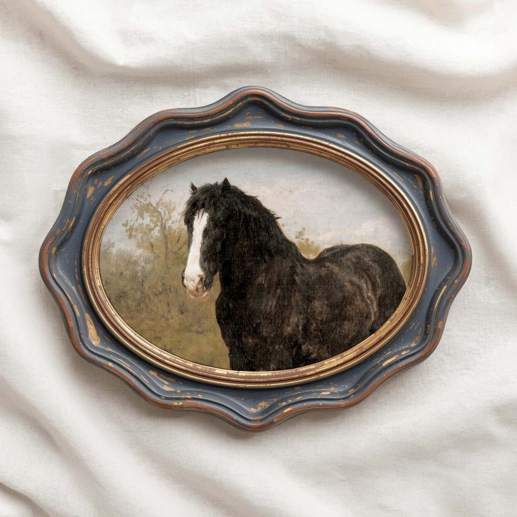 Vintage Wild Horses Wall Art Printable (Muted Western Mustang Painting)