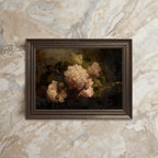 Antique Dark Floral Rose Oil Painting Wall Art Printable – Vintage Botanical Print (Dark Academia)