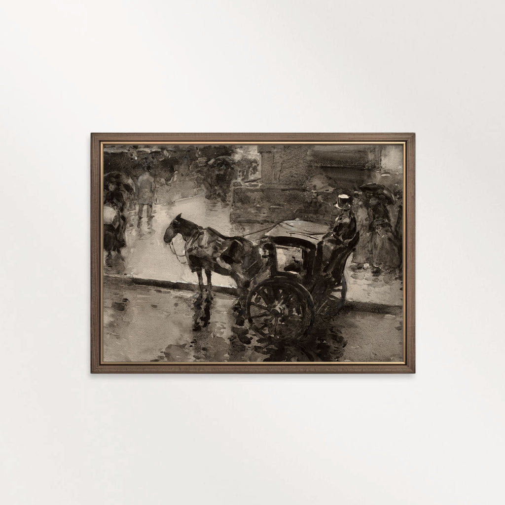 Moody Victorian London Horse and Carriage Wall Art Printable – Vintage Cityscape Print (Dark Academia)