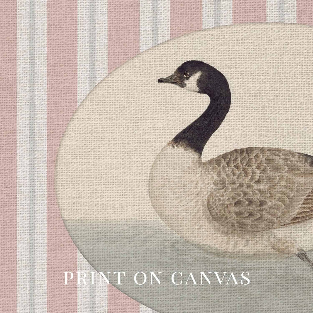 Goose Nursery Wall Art Printable (Digital Download) — Blush Pink Striped Storybook Bird Decor