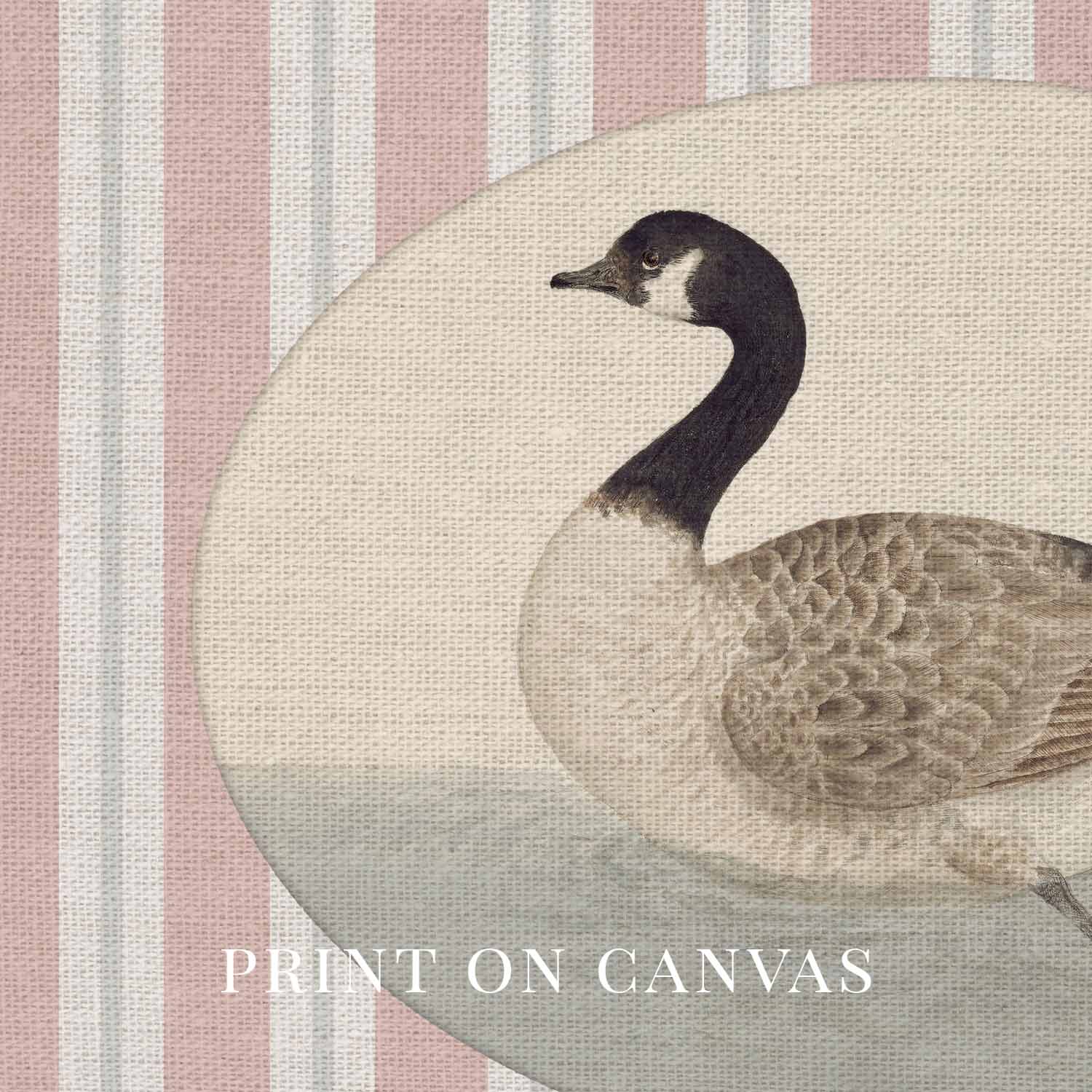 Goose Nursery Wall Art Printable (Digital Download) — Blush Pink Striped Storybook Bird Decor