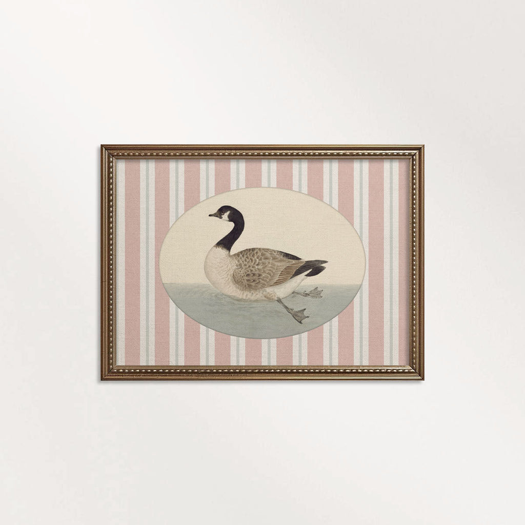 Goose Nursery Wall Art Printable (Digital Download) — Blush Pink Striped Storybook Bird Decor