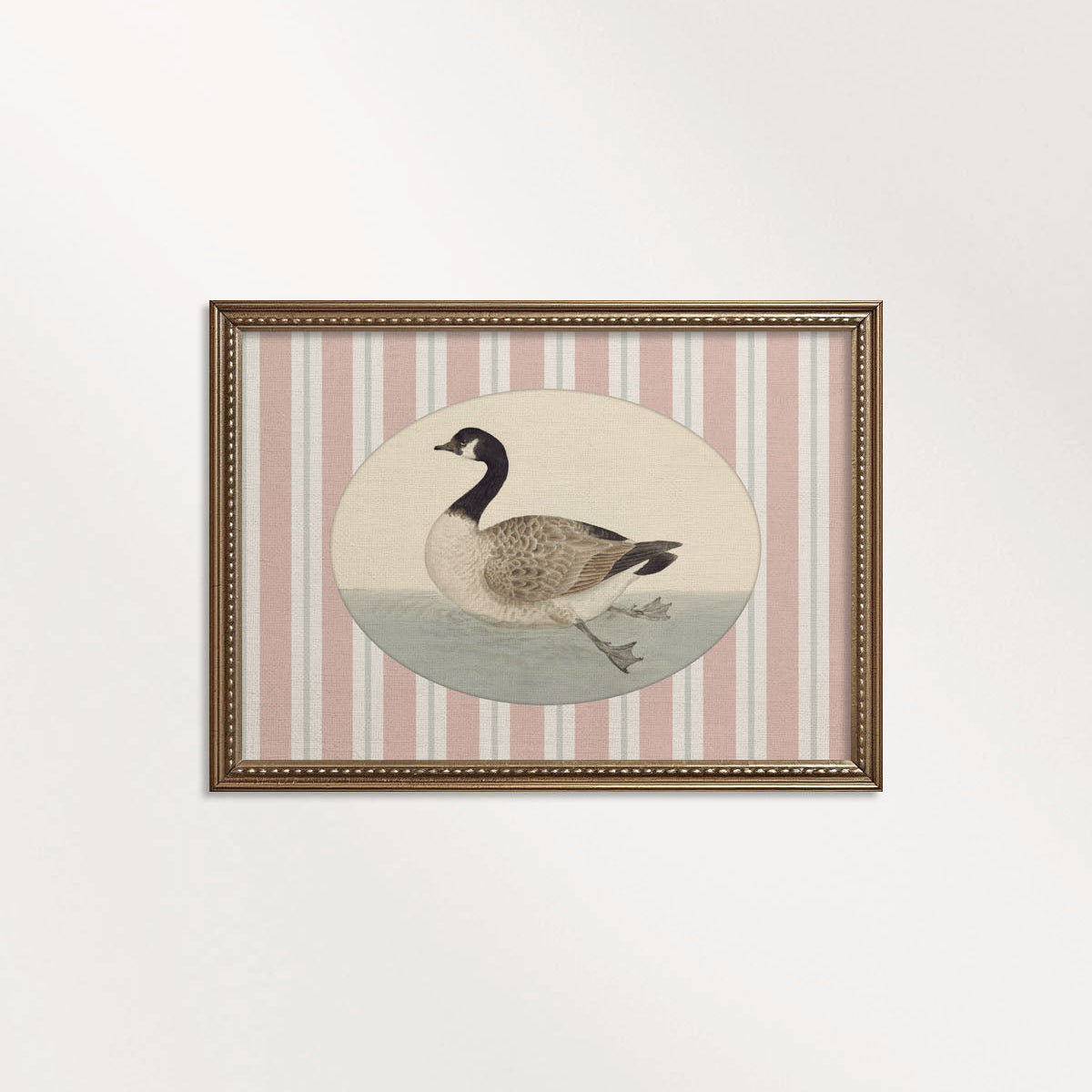 Goose Nursery Wall Art Printable (Digital Download) — Blush Pink Striped Storybook Bird Decor